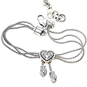 Brighton Eliza Triple Strand Heart  Silver Plated  Retired Bracelet